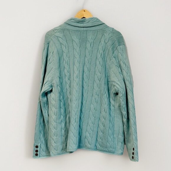 Talbots Women’s Cable Knit Shawl Collar Cardigan XL Cottage Coastal Grandmother - Picture 10 of 11